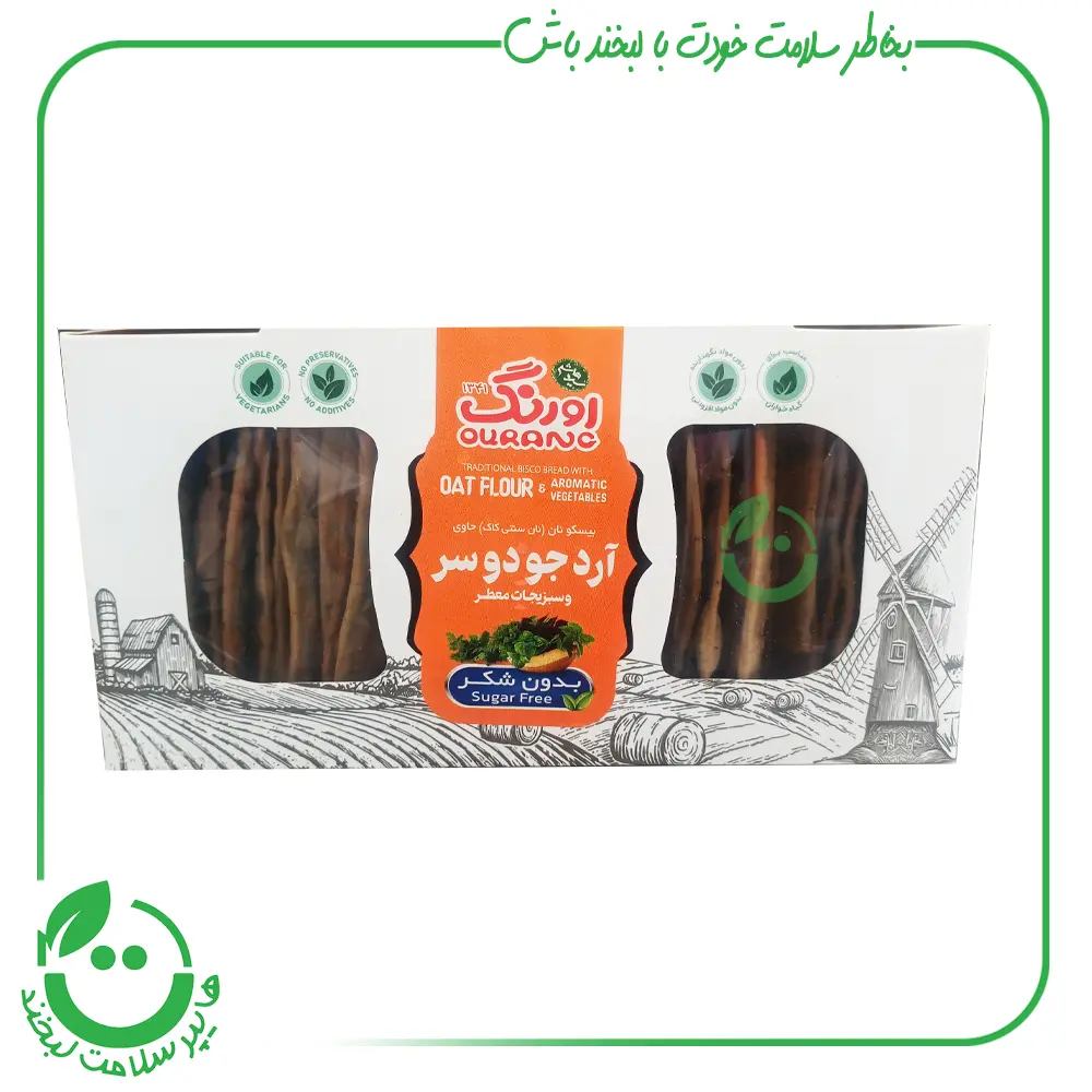 نان بیسکویت حاوی آرد جو دوسر و سبزیجات اورنگ ـ 310گرم
