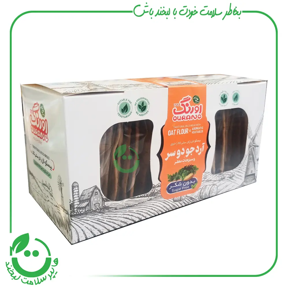نان بیسکویت حاوی آرد جو دوسر و سبزیجات اورنگ ـ 310گرم